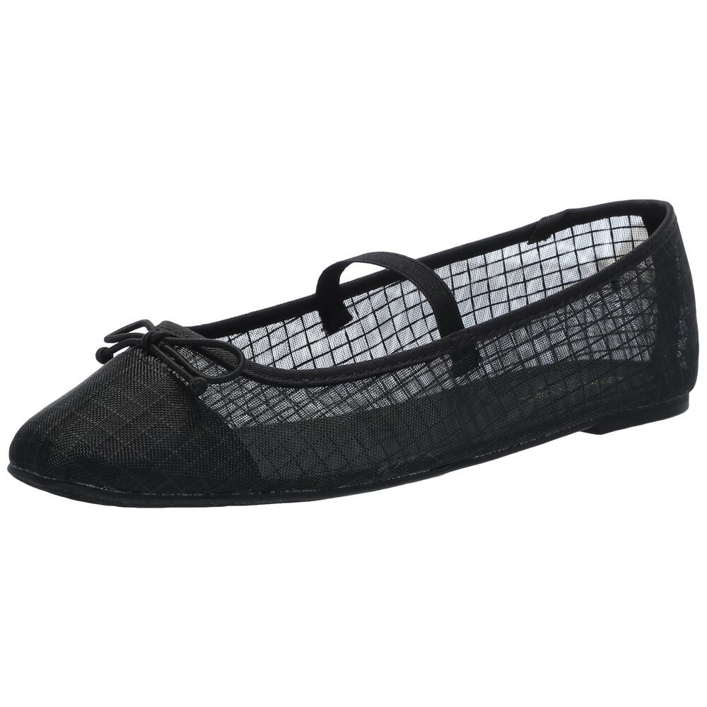 Black Mesh Ballet Flat with Bow